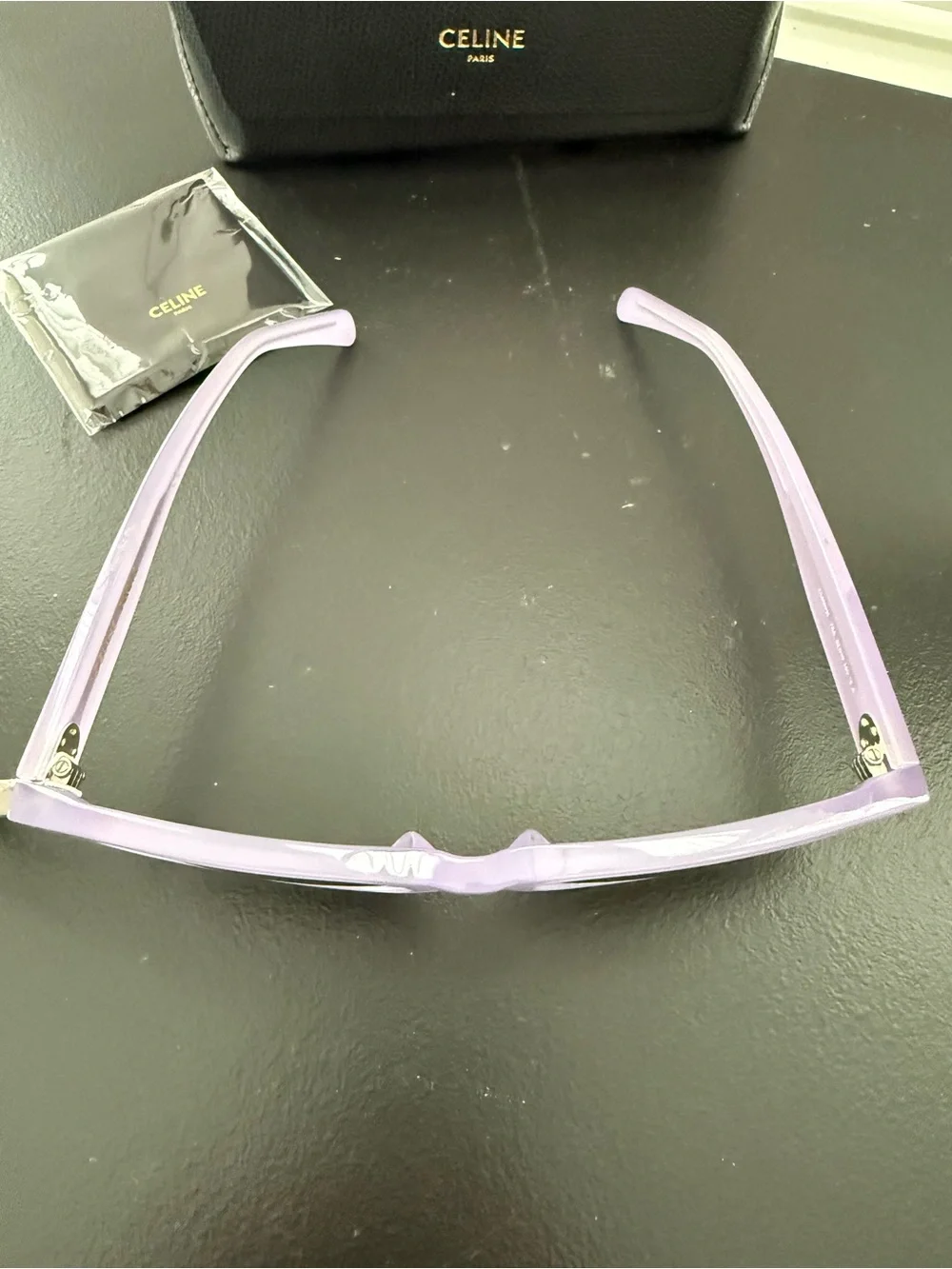 NWT Celine CL401921 Sunglasses Purple Translucent Acetate Square Round Shade